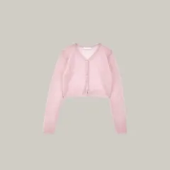 ウェアウェザー キッドモヘア ベル カーディガン ピンク