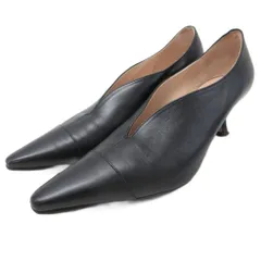 銀座かねまつ GINZA Kanematsu パンプス ポインテッドトゥ ローヒール ミュール 25cm 黒 ブラック ■IBO93