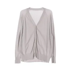 無地 (WOMEN - XL) コットン ニット カーディガン