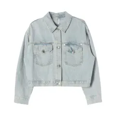 ZARA (WOMEN - L) コットン クロップド デニム ジャケット
