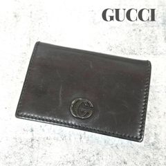 GUCCI インターロッキングG カードケース ブラック 名刺入れ レザー