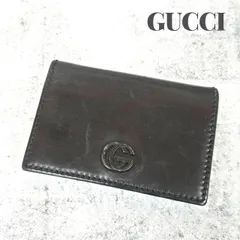 GUCCI グッチ レザー カードケース 名刺入れ GG ロゴ ブラック ブランド小物 革 ビジネス メンズ