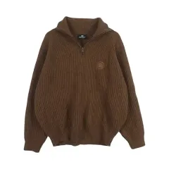 クランプ (MEN - L) アクリル ポリ ロゴ ハーフジップ ニット トップス