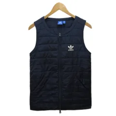 アディダスオリジナルス adidas originals BG LONG VEST 中綿ベスト ジレ ロゴプリント M 紺  ネイビー BQ0992