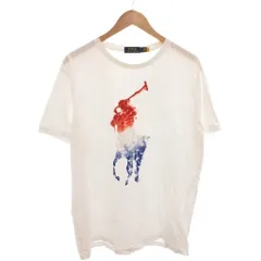 ポロ ラルフローレン POLO RALPH LAUREN Tシャツ カットソー トリコロール ビッグポニー プリント 半袖 L 白 ホワイト /FF ■IBO91