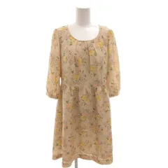 ナチュラルビューティーベーシック NATURAL BEAUTY BASIC タグ付き ワンピース 五分袖 花柄 ひざ丈 S ベージュ /FF