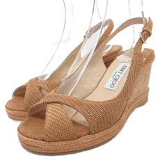 ジミーチュウ JIMMY CHOO サンダル ミュール ウェッジソール コルク 38 25cm ライトブラウン