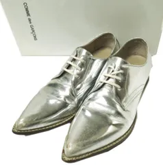 JUNYA WATANABE COMME des GARCONS ジュンヤワタナベ コムデギャルソン 日本製 ポインテッドトゥレザーシューズ GF-K102 S(24cm) シルバー ダービーシューズ プレーントゥ 革靴 シューズ g21547