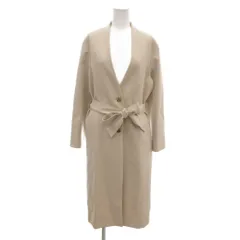 プラステ PLST ソフトダブルクロスベルティドコート S ベージュ ノーカラー 長袖 ボタンレス /NU