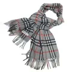 バーバリーズ Burberrys ヴィンテージ ピュアカシミア マフラー ノバチェック ストール フリンジ グレー IBO84