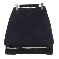 エムエスジーエム MSGM レイヤード ミニ スカート 40 ネイビー 251021E ■GY43