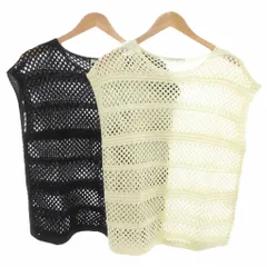 レディラックルカ LADY LUCK LUCA 透かし編みベスト ニット プルオーバー 2点セット まとめ F 黒 ブラック 白 ホワイト /BS