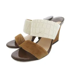 ジミーチュウ JIMMY CHOO ウェッジソール サンダル バイカラー 37 ブラウン アイボリー /UO