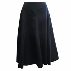 フォクシー FOXEY 23-24年 Skirt Dahlia 43369 コットン タック ロング サイドジップ スカート フレア ギャザー 黒 ブラック 38 約M IBO78