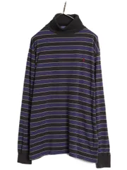 【お得なクーポン配布中!】 90s ポロ ラルフローレン タートルネック ボーダー 長袖 Tシャツ メンズ L オールド ロンT コットン ストレッチ スムース 素材 カットソー
