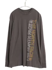 【お得なクーポン配布中!】 ノースフェイス プリント 長袖 Tシャツ メンズ L / アウトドア コットン ロンT ロングスリーブ カットソー クルーネック チャコールグレー