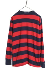 【お得なクーポン配布中!】 80s ラルフローレン ボーダー 長袖 Tシャツ メンズ レディース S / ヴィンテージ ポロ ロンT コットン ワンポイント カットソー ツートン