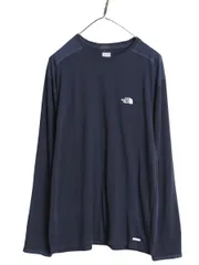 【お得なクーポン配布中!】 ノースフェイス ロゴ プリント 長袖 Tシャツ メンズ L アウトドア ロンT ロングスリーブ カットソー インナー ストレッチ ワンポイント 紺