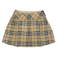 20d18 BURBERRY LONDON BLUE LABEL バーバリーロンドン ブルーレーベル ノバチェック ミニスカート タックスカート ロゴボタン サイズ36 ベージュ レディース 女性用u02t