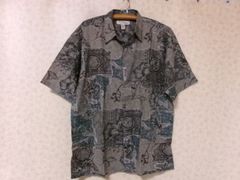 タッソエルバ 【XXL】半袖シャツ 開襟 ボタニカル柄 絹 麻 ビッグ 