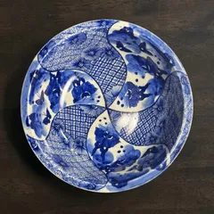 明治期 古伊万里 染付鉢 ねじれ模様 盛り鉢 鉢 取り皿 飾り皿 陶器 伊万里 骨董品 アンティーク