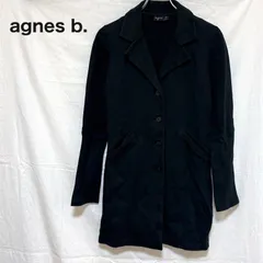 agnes b. アニエスベー ブラック ボタンジャケット ロング丈 フリーサイズ相当 レディース