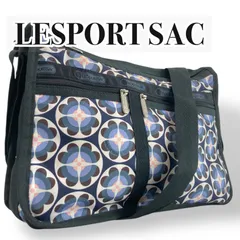 【極美品】LESPORT SAC レスポートサック　メッセンジャーバッグ　ショルダーバッグ　斜め掛け　パープル×ブラック　花柄　総柄　レディース