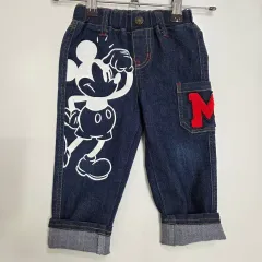 日本 Disney 80 85 ミッキーマウス キャラクター デニム キッズ ズボン