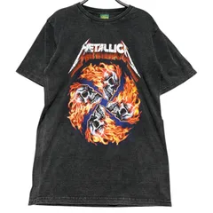 新品 メタリカ Tシャツ L 4面スカル 炎 髑髏 パスヘッド 両面プリント 半袖 黒 炭黒 ヴィンテージ加工 激レア ロックT バンドTシャツ ストリート オーバーサイズ ビッグシルエット metallica / IA564