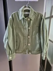 (ZARA) ザラ カーキ オーバーサイズ デニム ジャケット