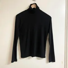 新品 ブラック タートルネック 長袖 Tシャツ
