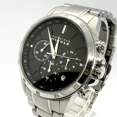 【稼働】NICOLE/ニコル クロノグラフ 腕時計 ブラック文字盤 10気圧防水 シルバー メンズ