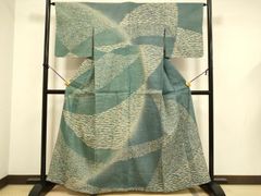 平和屋着物○極上 京都の名門ブランド 銀花仙 両面 半幅帯 墨流し文様