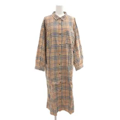 サマンサモスモス SM2 タグ付き 柄アソートシャツワンピース F マキシ ロング 長袖 チェック 茶 ブラウン /AE