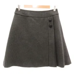 フォクシーニューヨーク FOXEY NEW YORK 台形スカート 40 M ミニ チェック柄 千鳥格子 チャコールグレー /AE