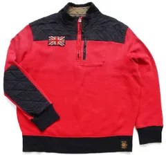 00s ポロ ラルフローレン ツートン キルティング 切り替え ユニオンジャック パッチ付き ハイネック ハーフジップ スウェット XXL★特大