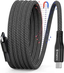Magtame usb cケーブル 急速充電 磁力吸着絡まり防止 タイプc_ケーブル 60W/PD対応 形状記憶 usbc&usbcケ_ーブル金属製コネクタtype-cケー_ブル二重ナイロン  (1M-ブラック）