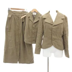 MICHIKO LONDON KOSHINO ヴィンテージ ジャケット ジレ スカート 3点セット リネン混 32 34 茶 ブラウン /UO