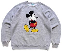 90s USA製 お座りミッキー 青パン ビンテージ スウェット グレー 