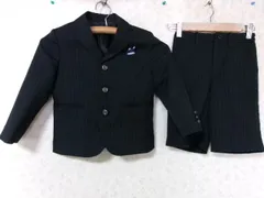 104964  3つボタン　シングルスーツ　黒地ｘ黄色ストライプ　春・秋　110㎝