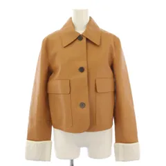 ロエベ LOEWE ラムレザー ターンアップジャケット クロップド丈 34 茶 S359Y19L36 /KH