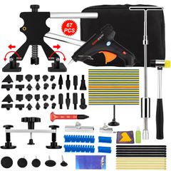 デントリペアツール BlueFire 凹み直し 車 へこみ直し修理キット デントリフター バキュームリフター 引っ張り工具 グルーガン 凹み吸盤 デントリペア工具 収納バック付き 自動車鈑金デントリペア バイク オートバイDIY修理工具 (036-67PCSm