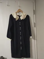 ウール混, ゲストルック, オフィスルック, フリル, ストレートフィット, ロング丈ワンピース