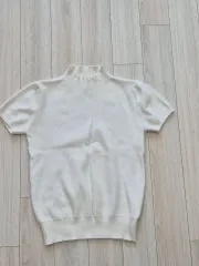 モックネック ハイネック ラウンドネック 半袖 ニット アイボリー