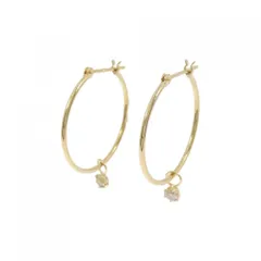 【新品】K18YG 2WAY フープ ダイヤモンド ピアス 0.15CT
