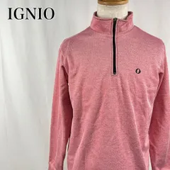 IGNIO　イグニオ　L　赤　レッド　裏起毛　スタンドネック　ハーフジップ　ロゴ刺繍　ゴルフウェア　カットソー　長袖トップス 4372のサムネイル