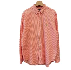 Polo Ralph Lauren ポロラルフローレン 長袖ストライプシャツ オレンジ 白
