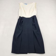 FOXEY バイカラー ノースリーブ ボックスプリーツワンピース 40 裾