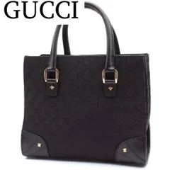 【美品】GUCCI GG柄 ハンドバッグ トートバッグ キャンバス レザー 黒色