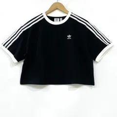 adidas アディダス アディカラー スリーストライプス ルーズ クロップド 半袖 Tシャツ JC8149 日本サイズ：M レディース ※中古